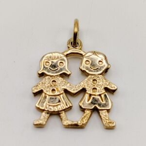 Charming Gold-Tone Girl Pendant Charm